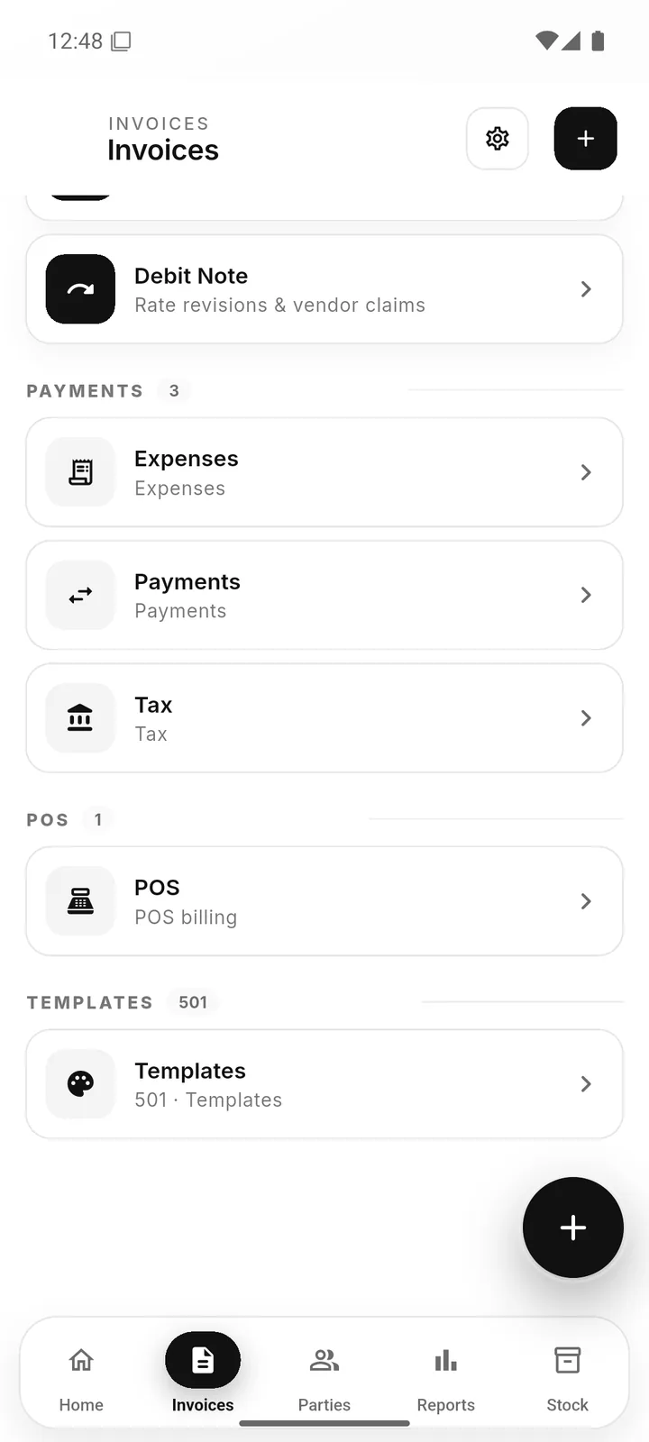 Purchase orders and credit notes