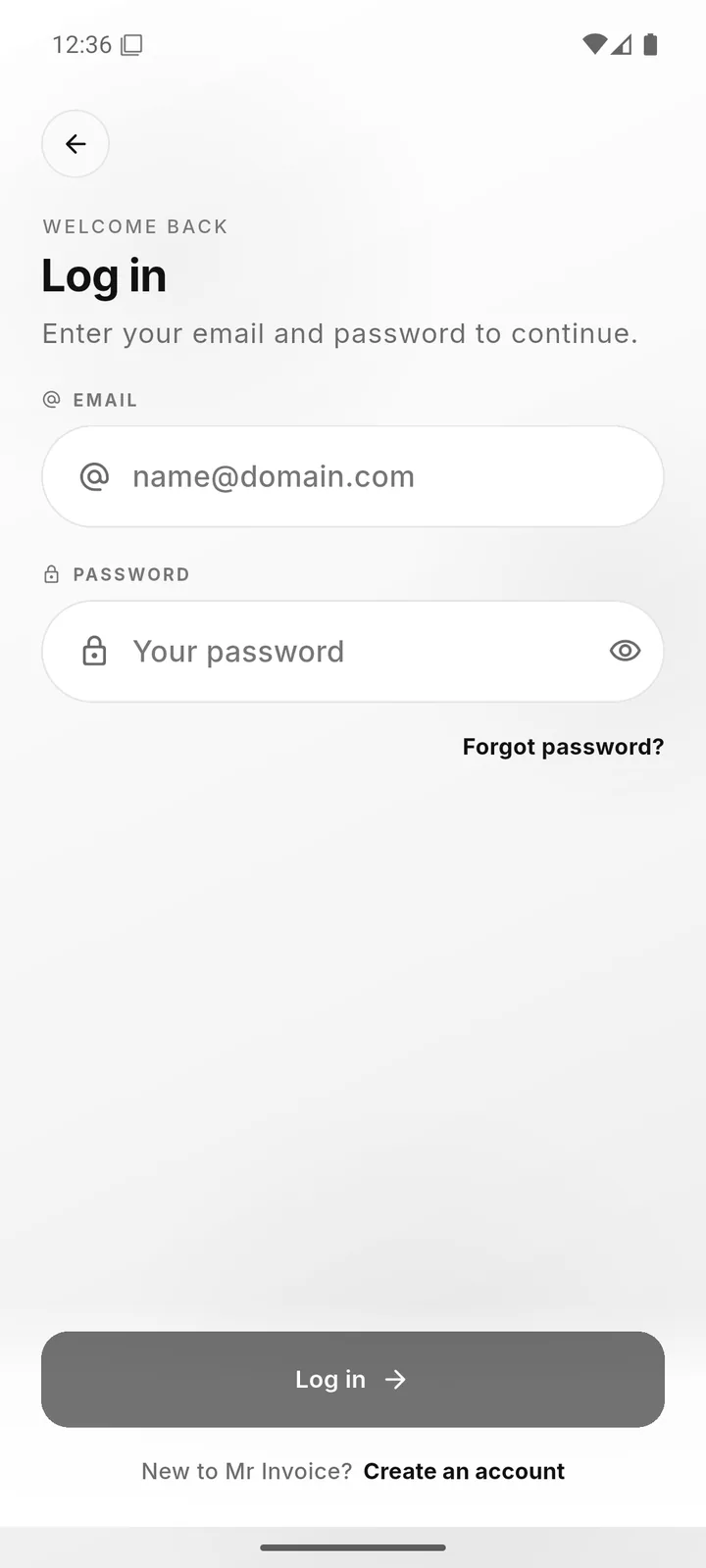 Email and password sign-in