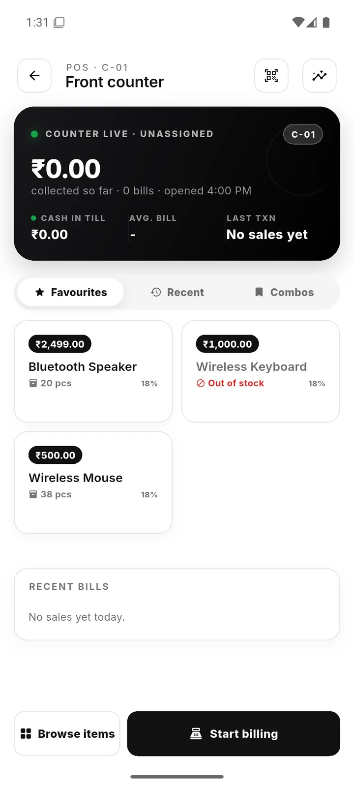 POS billing counter