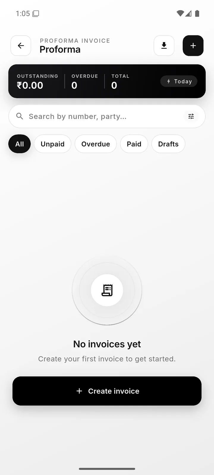 Proforma invoice empty state