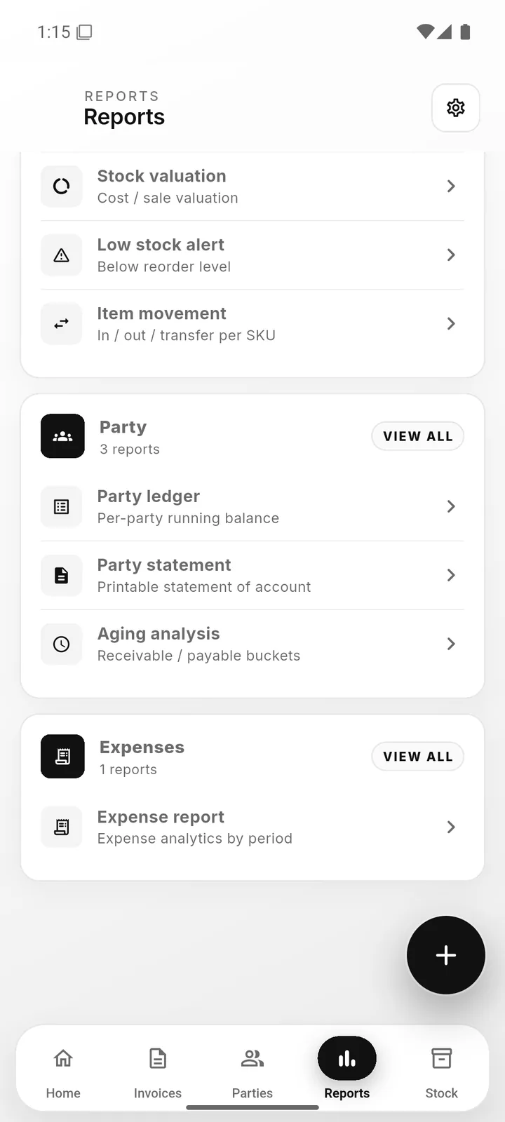Party and expense reports