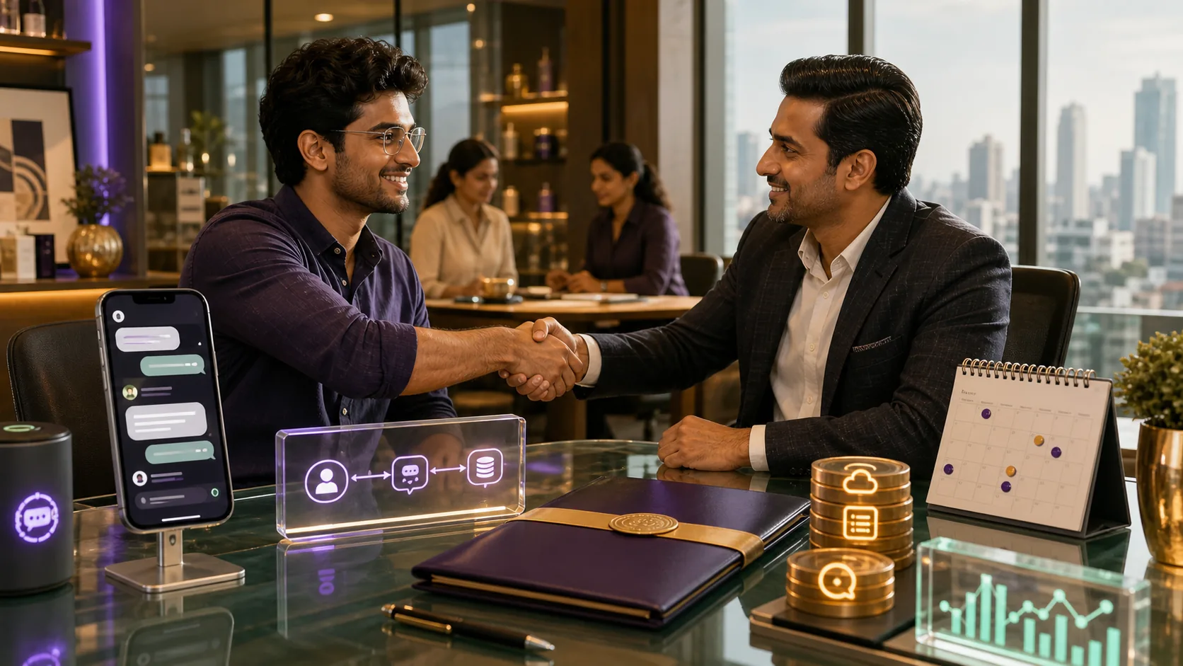 AI agent builder closing a paid client project with automation, retainer, and handover cues.