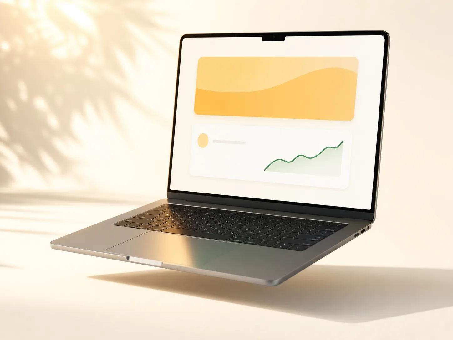 A first live SaaS web app shown on a clean laptop in a warm premium studio.
