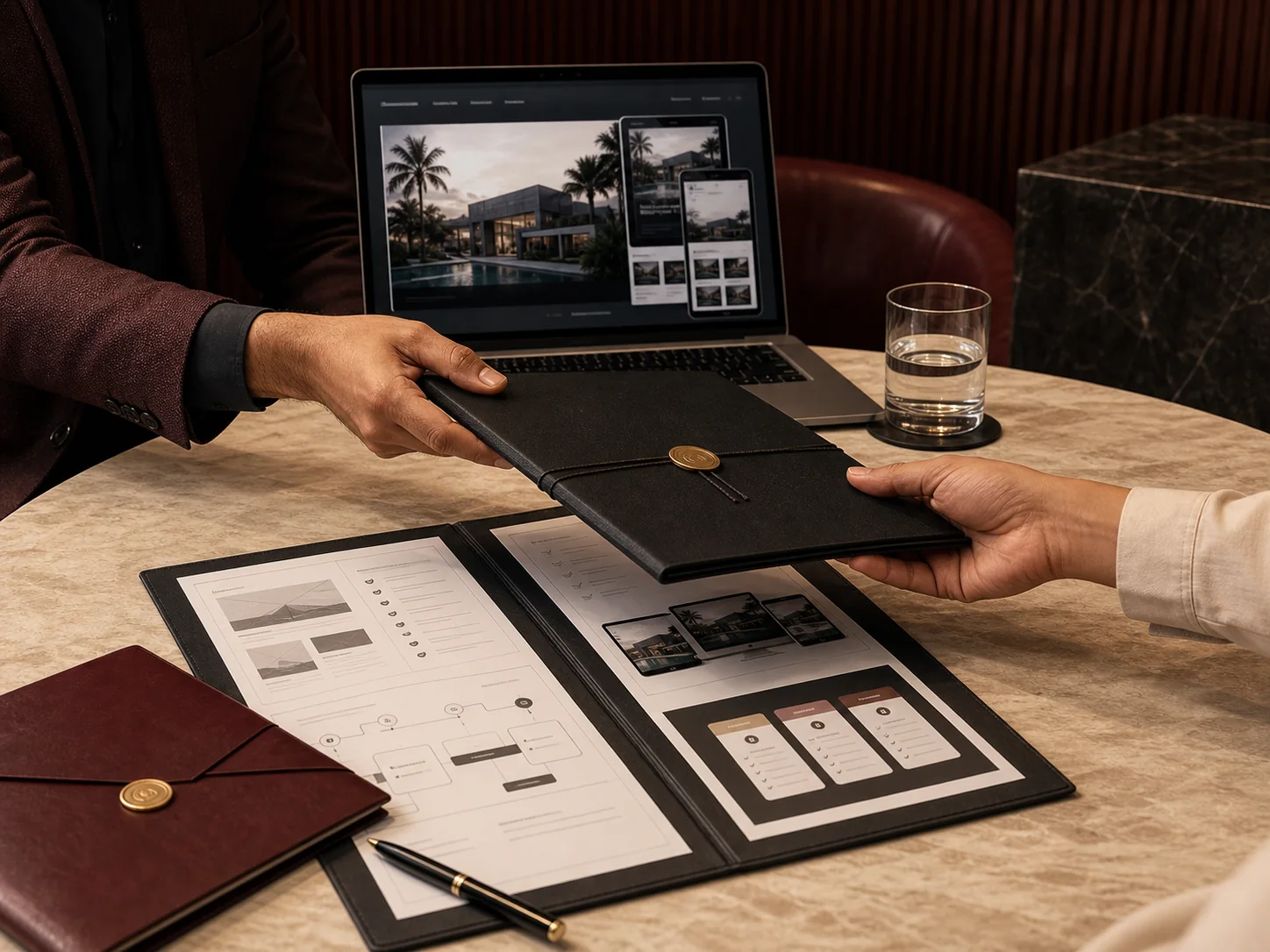 Capstone client project handover with proposal folder, tested website preview, and delivery documents.