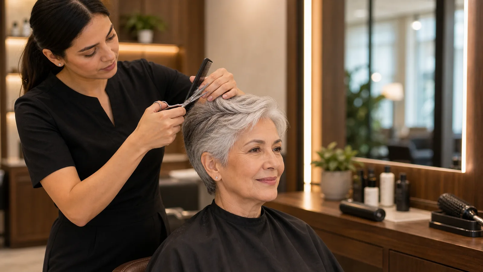 A silver pixie, freshly shaped