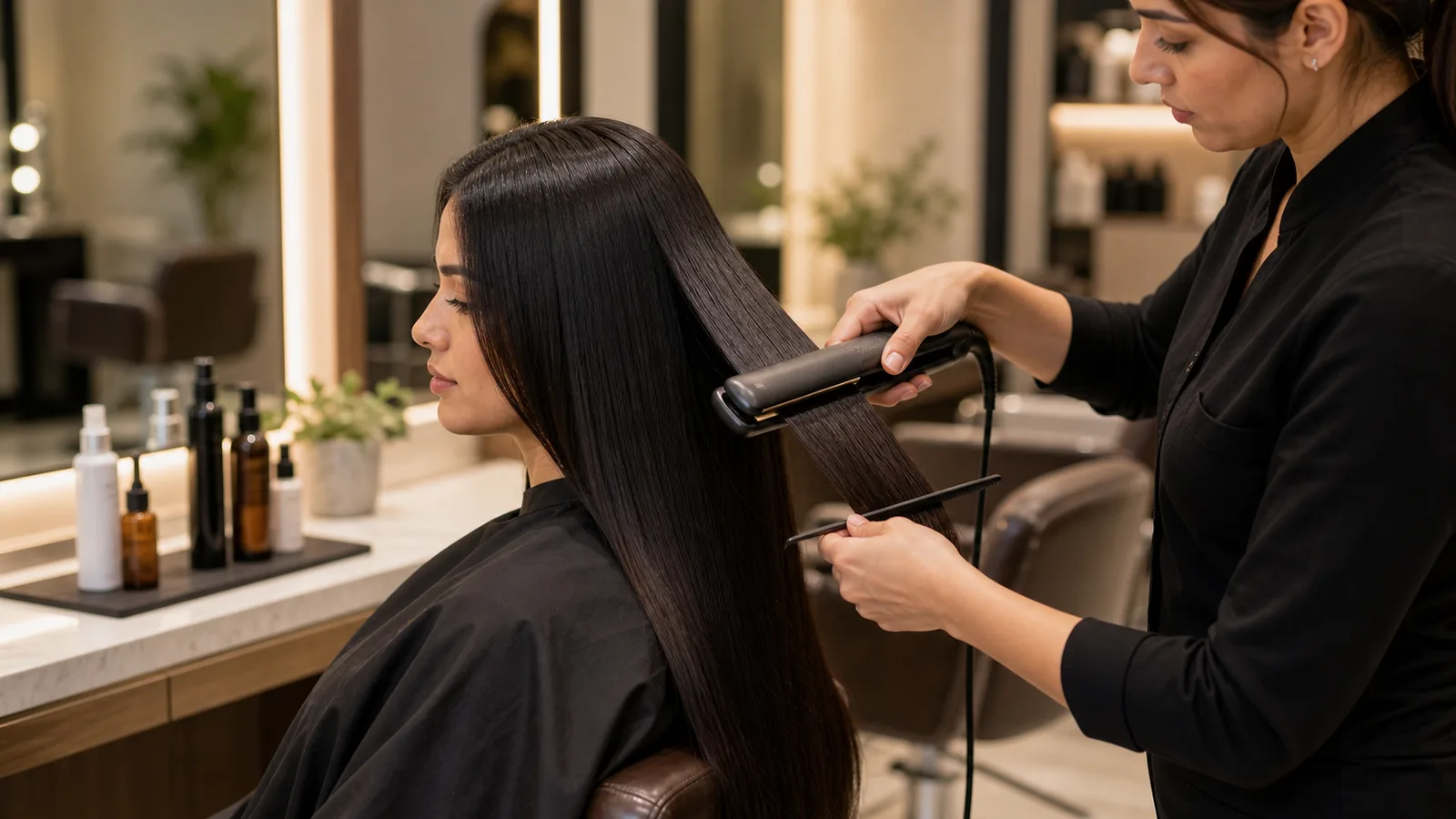 Sleek straightened lengths