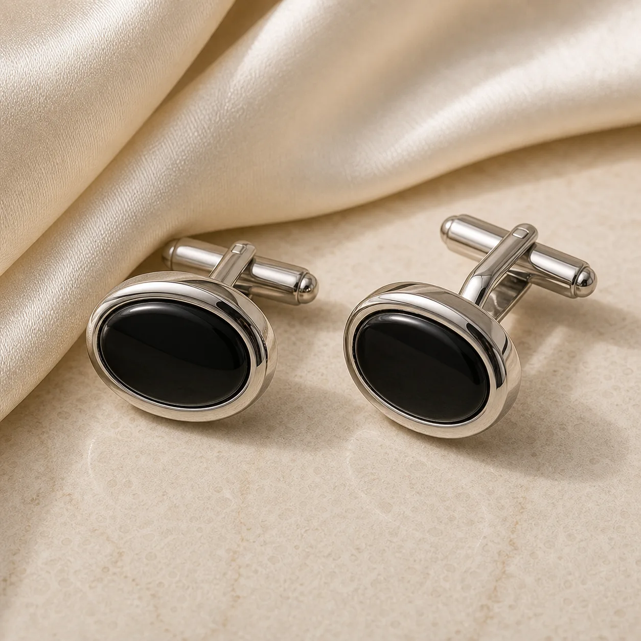 The Onyx Silver Cufflinks