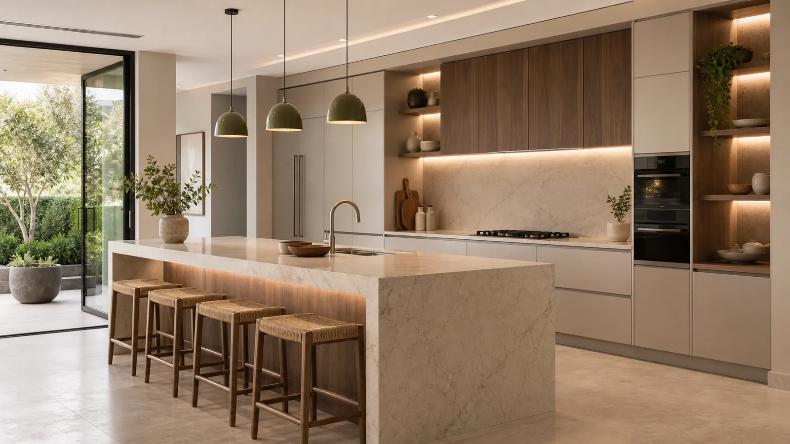 Stone-topped modular kitchen
