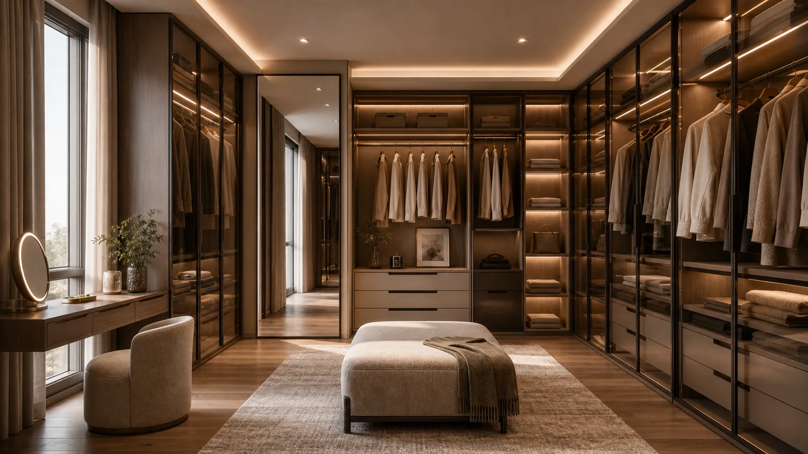 Walk-in oak wardrobe