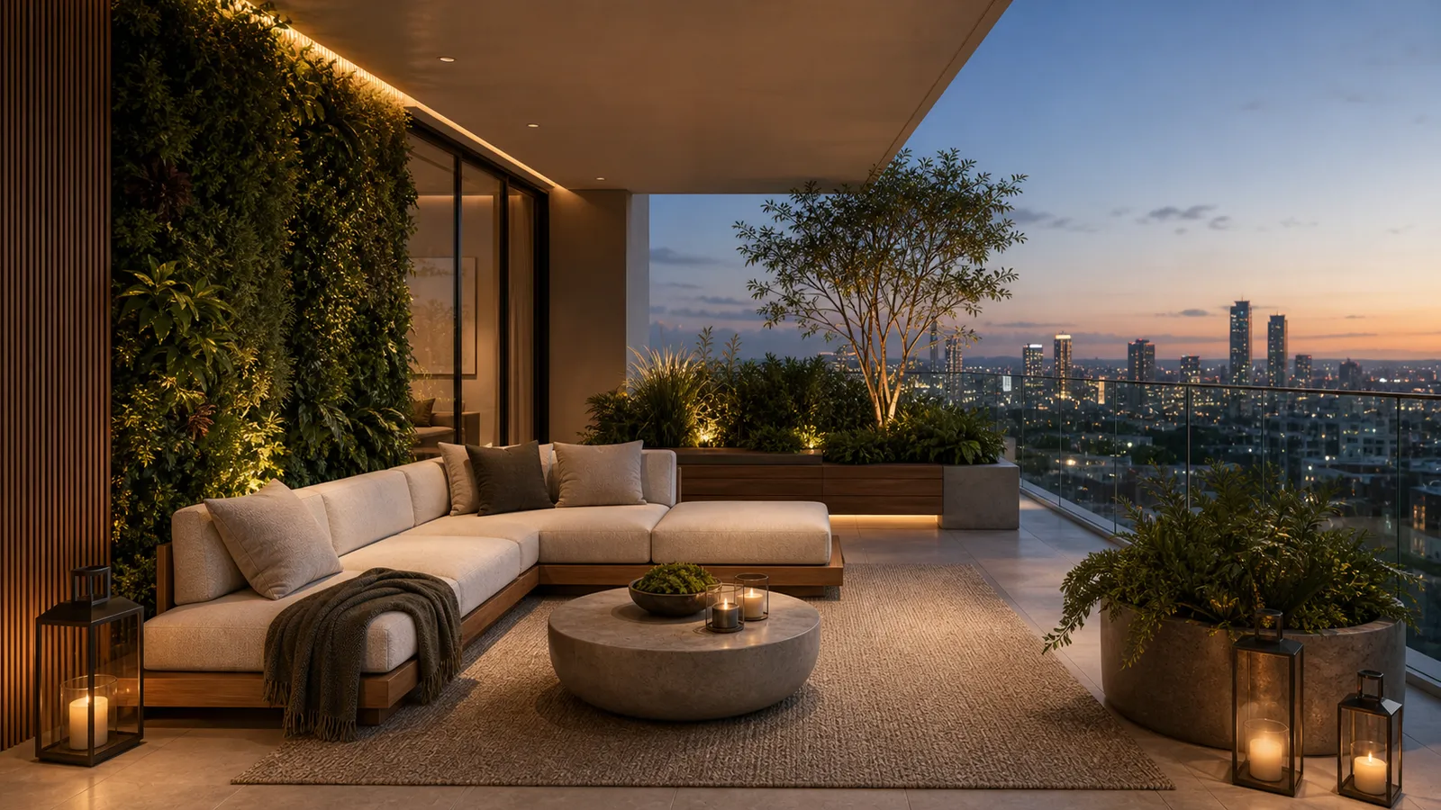 Terrace lounge at evening