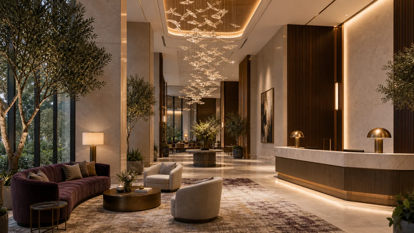 Hotel-calm lobby