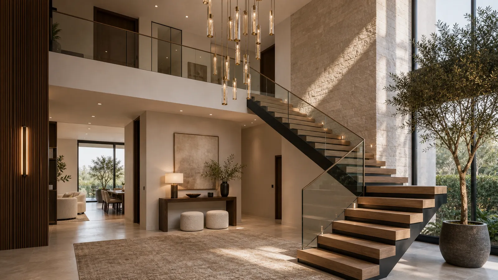 Double-height staircase atrium