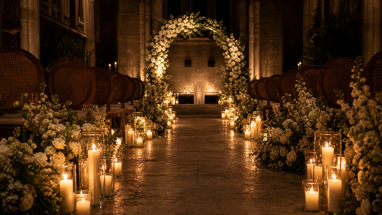 Candlelit ceremony hall