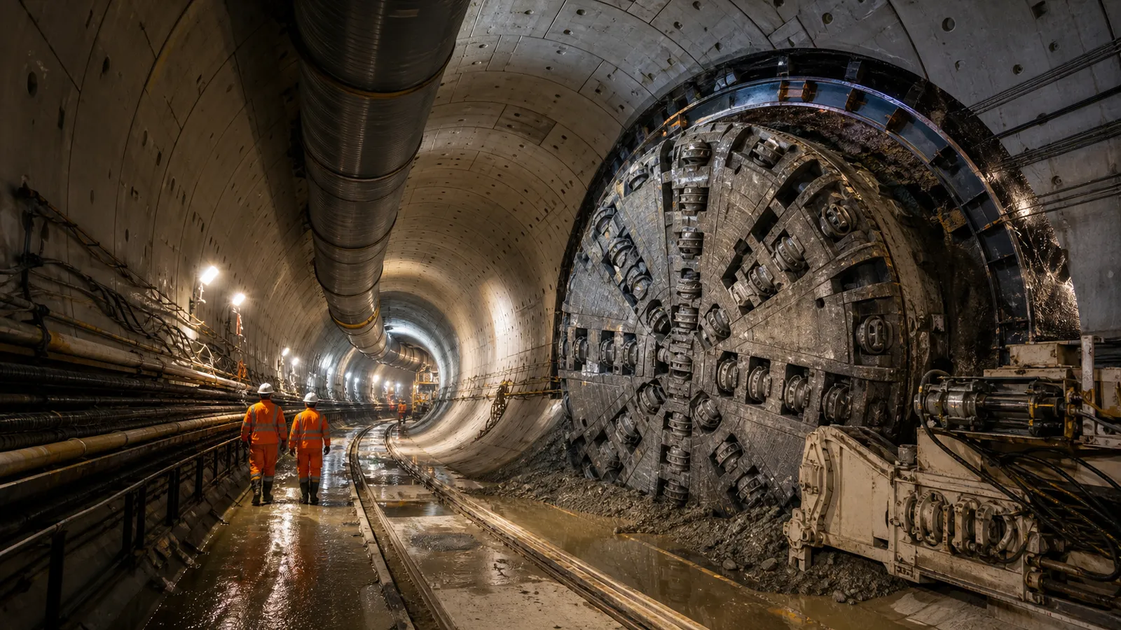Inside a tunnel-boring drive, metre by metre