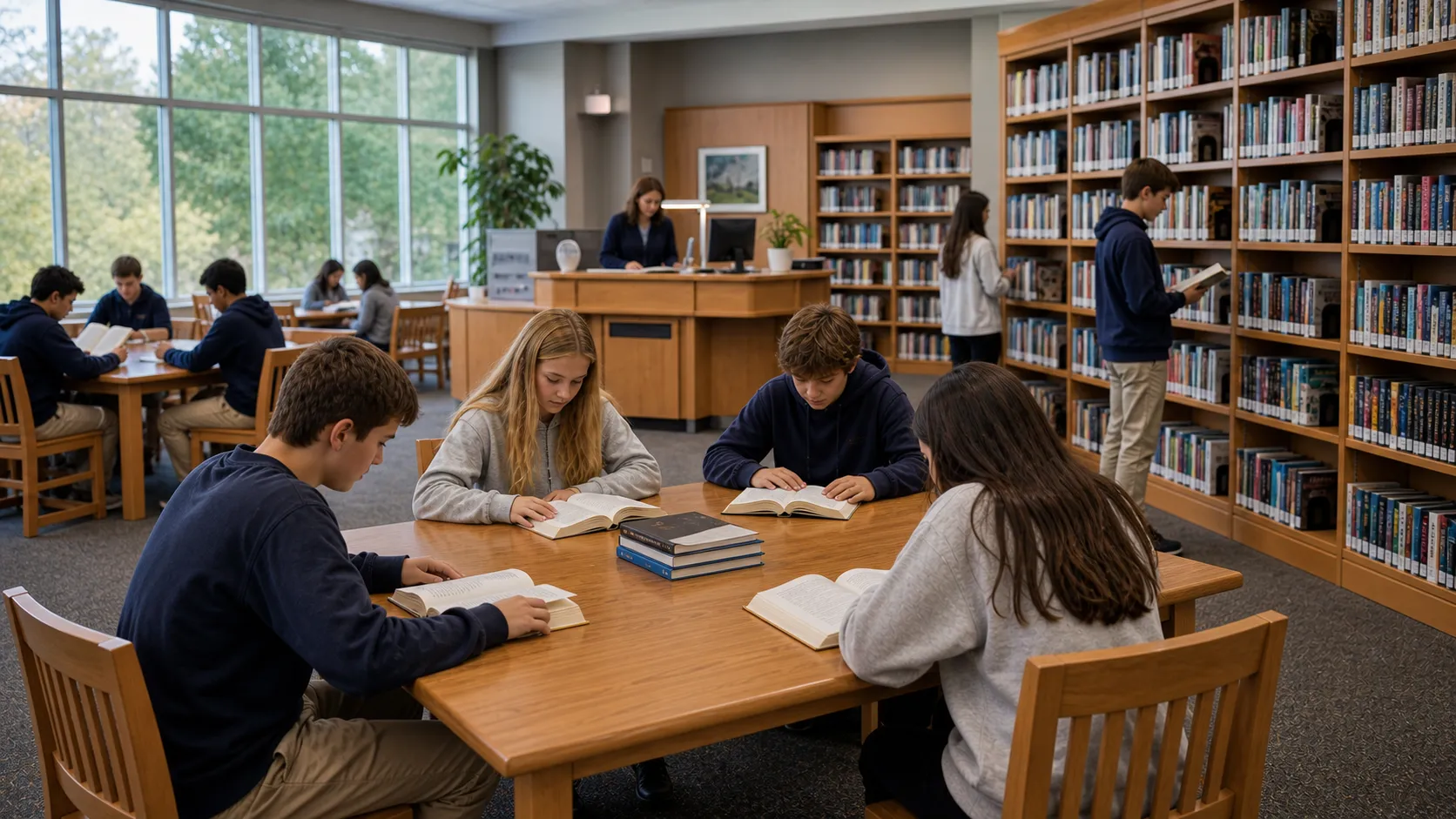 The library reading room flooded with daylight