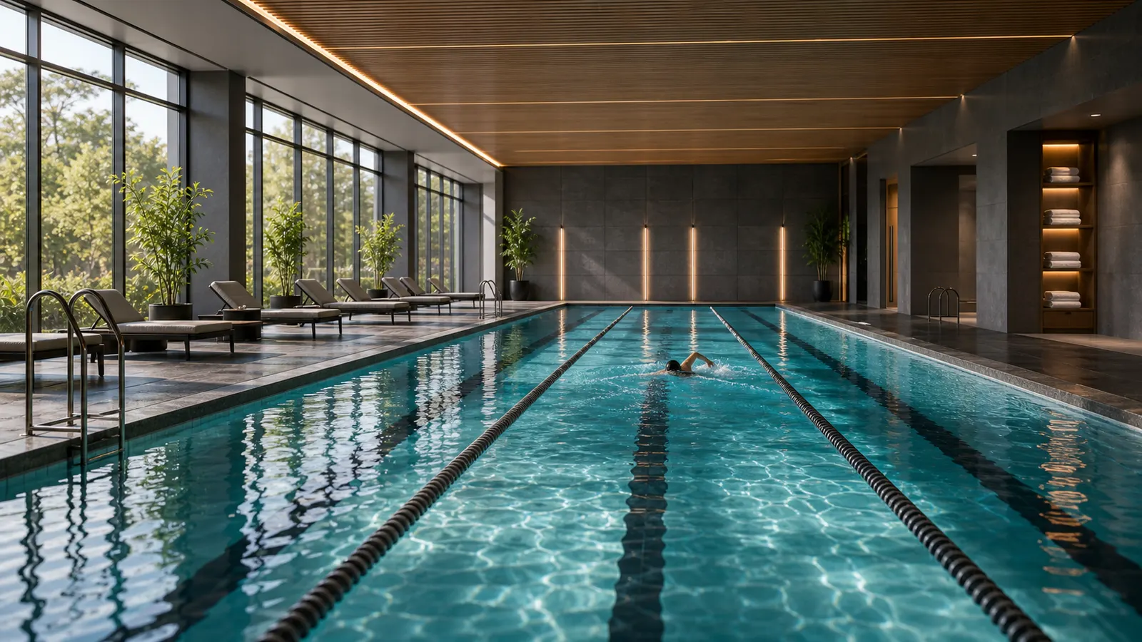 The 25m Pool at SOMA — Four lanes · 28° all year