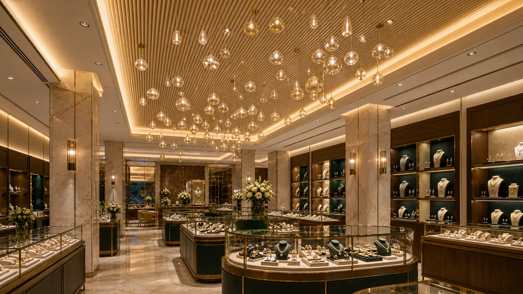 The Sa Vie en Garnet collection under the orb-light hall