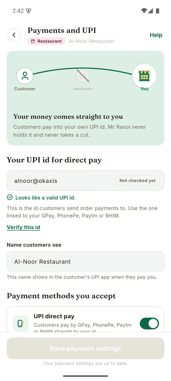 Payments & Payouts in the Mr Rasoi seller app