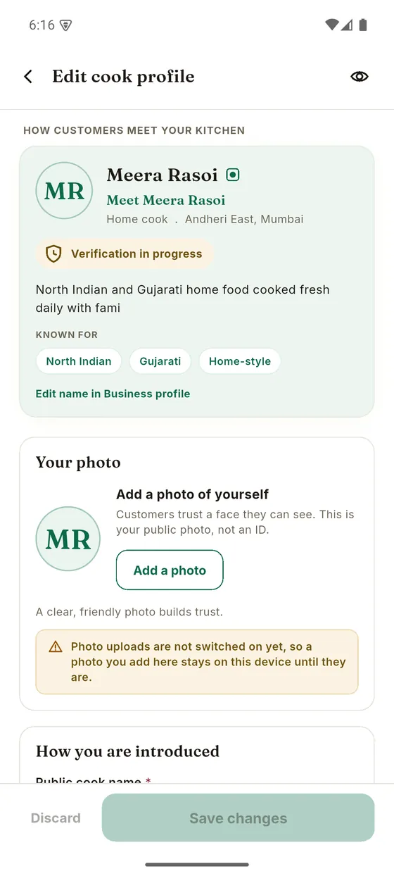 Reputation & Communication in the Mr Rasoi seller app