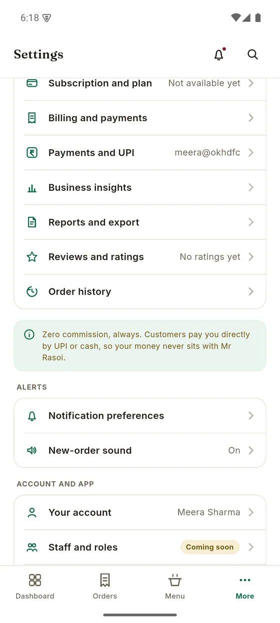 Subscription & Billing in the Mr Rasoi seller app
