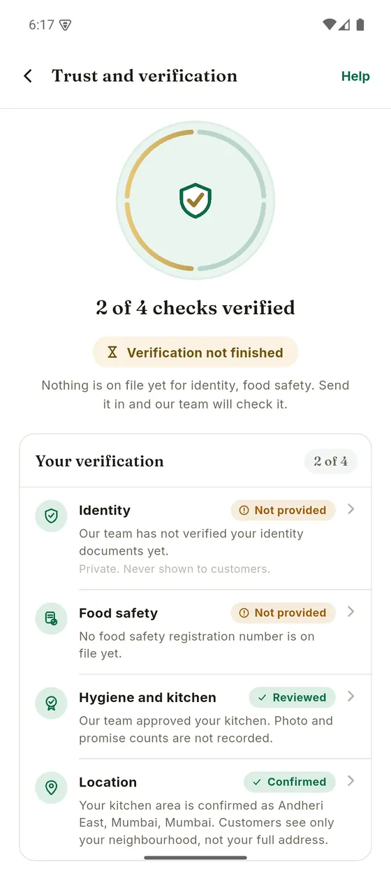 Trust & Safety in the Mr Rasoi seller app